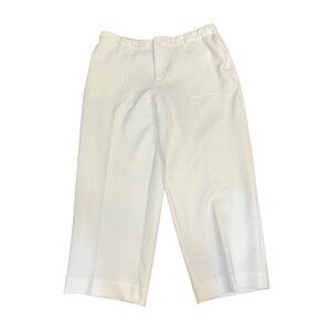 St. John Womens White Cropped Pants With Elastic Waist & Pocket Detail XL